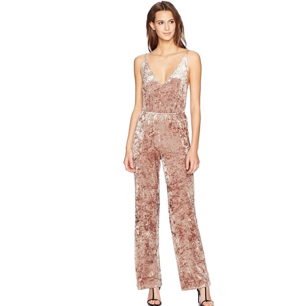 BB Dakota Antique Rose Velvet Jumpsuit